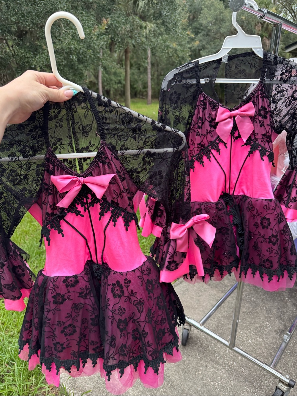 Pink and Black Lace Ballet Dress with Bow